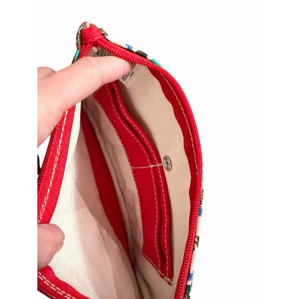 Lands End Red Plaid Fabric Wristlet - Picture 4 of 5